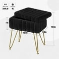 thumbnail image 3 of Vanity Stool Chair Faux Fur with Storage, 15.7"L x 11.8"W x 19.4"H Soft Ottoman 4 Metal Legs with Anti-Slip Feet, Furry Padded Seat, Modern Multifunctional Chairs for Makeup, Bedroom White, 3 of 6