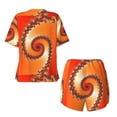 thumbnail image 5 of Lsque Orange Rotating Women's Short-Sleeved Pajama Set - 2 Piece Soft and Lightweight Sleepwear Set-Medium, 5 of 9