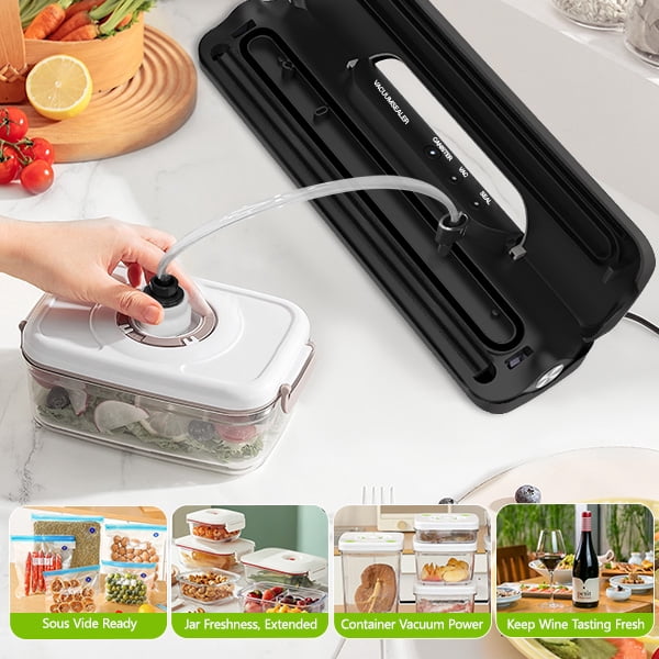 Vacuum Sealer Machine + 10 Vacuum Bags, Fast-Compact/Multi-Functional Food Vacuum Sealer with External Vacuum System