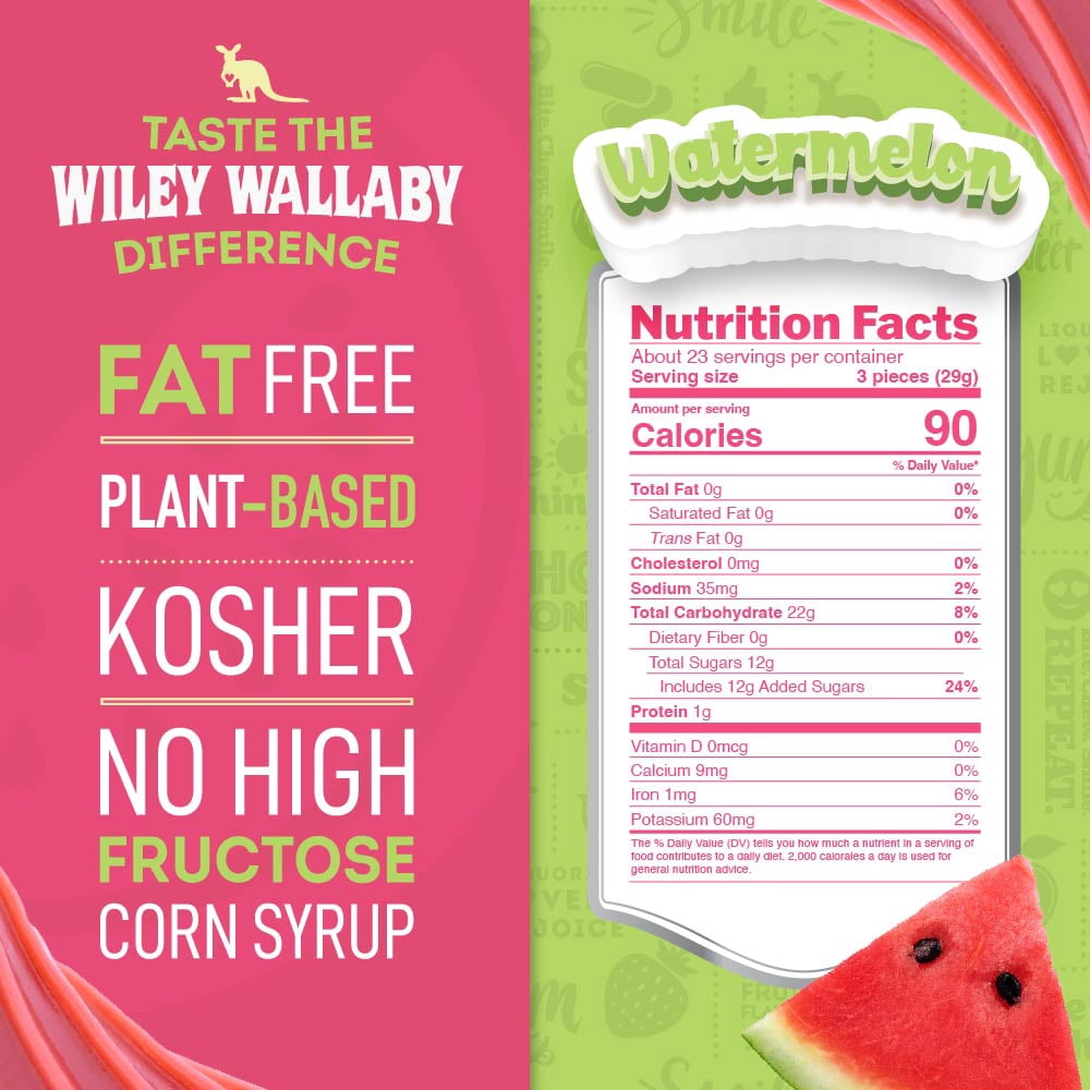 Wiley Wallaby Licorice 24 Ounce Classic Gourmet Soft & Chewy Australian Watermelon Licorice Candy Twists, 2 Pack