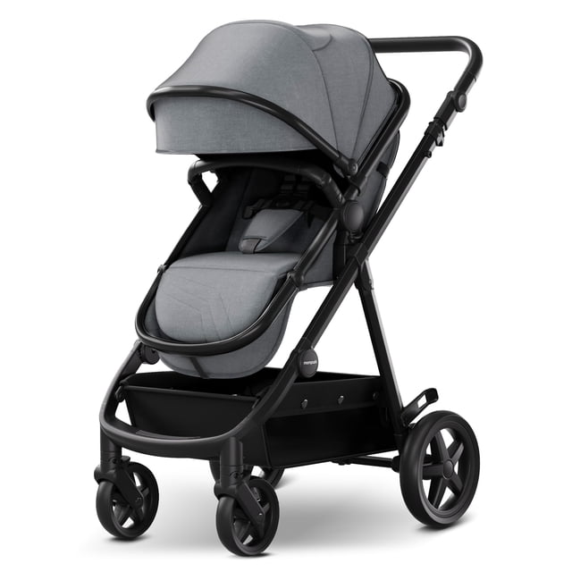 Mompush Meteor 2 Cochecito de bebé 2 en 1 con modo moisés, compatible con asiento de coche infantil, adaptador incluido, combo de cochecito de moisés estable, cochecitos de bebé de tamaño completo par