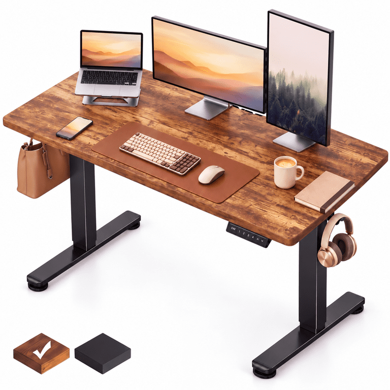 Chitooma 55" Electric Standing Desk, Brown photo 1