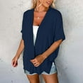 thumbnail image 4 of Jxximdong Tshirts for Women Womens 2023 Summer Lightweight Cardigan Short Sleeve Open Front Casual Loose Cover Ups Tops Blouse Blue Summer Tops L, 4 of 9