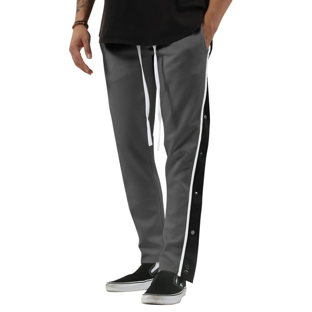 big button track pants