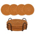 thumbnail image 1 of 4Pcs Coaster With Metal Holder, Solid Woven Coaster, Drink Coasters With Holder, Cotton Woven Absorbent Coasters for Drinks, Minimalist Home Decor Coaster Set for Wooden Tabletop Protection Table, M, 1 of 6