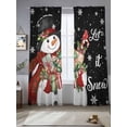 thumbnail image 2 of Semi Sheer Window Curtains 96 Inches Long, Black Christmas Snowman Rod Pocket Voile Silky Chiffon Curtain Treatment Drapes for Kitchen, Living Room, Xmas Botanical Birds Snowflake 52"x96", 2 Panels, 2 of 9