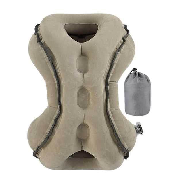 Almohada de Viaje Inflable Salvador Soporte para Cabeza y Cuello Gris con Bolso