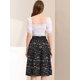 thumbnail image 5 of Falda midi Allegra K para Mujer Faldas con Gradas Casuales con cintura elástica Y Una Línea Negro Morado M, 5 of 6