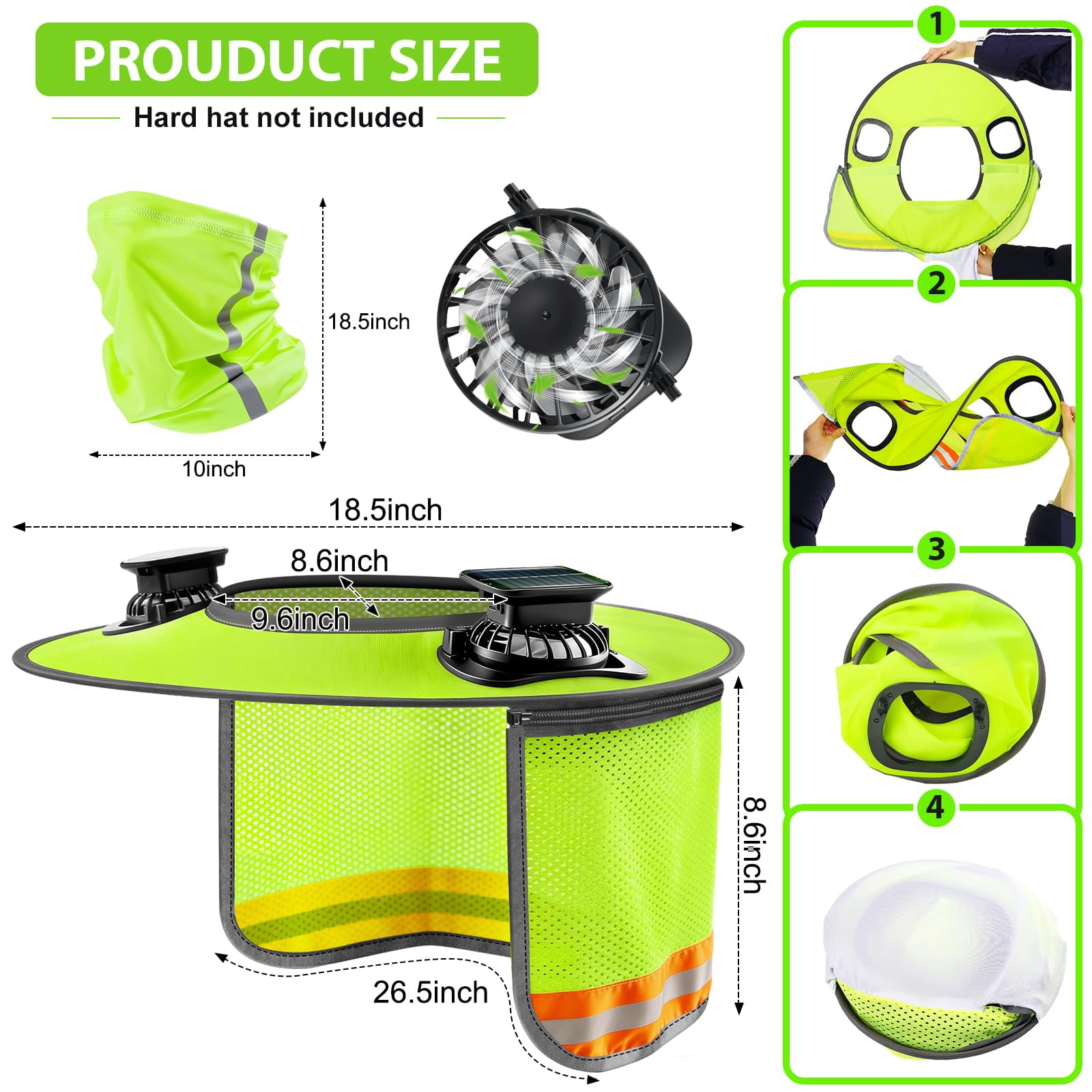 Hard Hat Sun Shade, Hard Hat Visor Full Brim Hardhat Sun Shield
