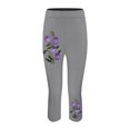 thumbnail image 7 of Jxximdong Leggings for Women Women's Fashion Casual Floral Print High Waist Elastic Capri Pants Leggings Gray S Yoga Pants, 7 of 7