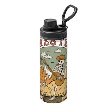 

Ocsxa Skeleton Cowboy And Guitar Print 18oz Stainless Steel Water Bottle Unisex Water Bottle Insulated Sports Water Cup Flask for Cold Water Drinks/Sports/Travel/Car/School