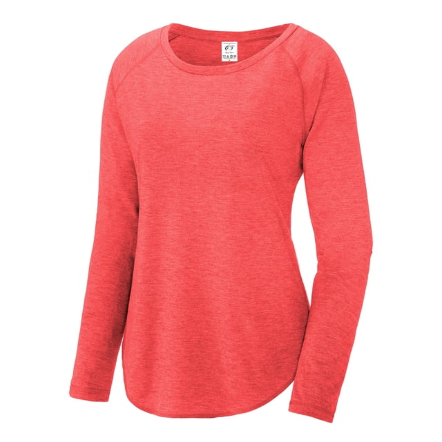 Gravity Threads Ladies Tri-Blend Moisture Wicking Performance Scoop Long Sleeve, True Red L