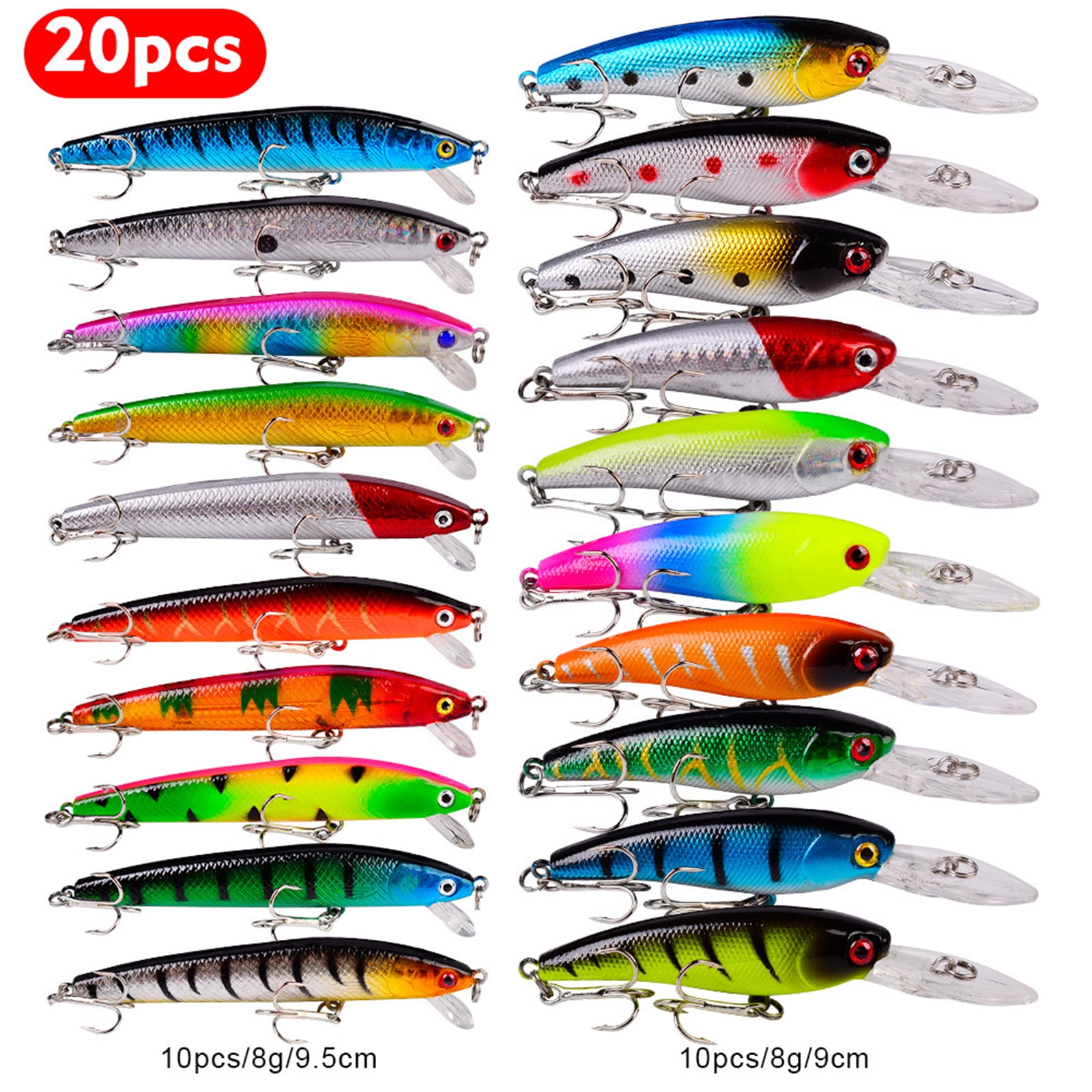 Lure 20Piece Fishing Lures Kit Plastic Fishing Lures Baits Set With Hooks For Saltwater Freshwater Fish Fishing Gear Gifts For Men