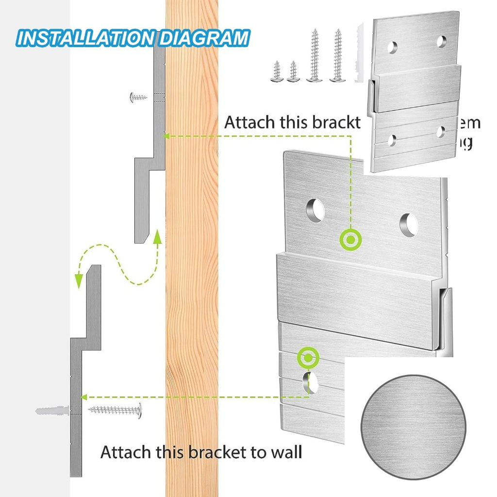 Interconnected French Cleat Z Hanger Aluminum Brackets Home Organization Tool 8 Pair for secure Mounting Art & Mirrors