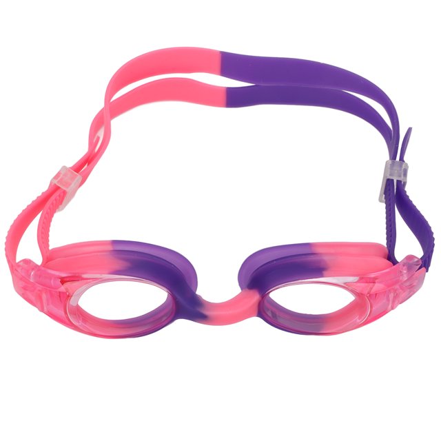 Gafas de natación para niños, de alta definición, a prueba de fugas, antivaho, ajustables, para niños y niñas, color morado y rosa.