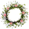 thumbnail image 3 of Northlight 15" Unlit Green/Pink Artificial Christmas Floral Twig Wreath, 3 of 9