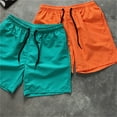 thumbnail image 4 of Dagegui Swim Shorts for Men Solid Color Elastic Waist Drawstring Shorts Big and Tall Lounge Short Pants with Pockets Lightweight Beach Shorts Time-Limited Sales Blue 2XL, 4 of 4