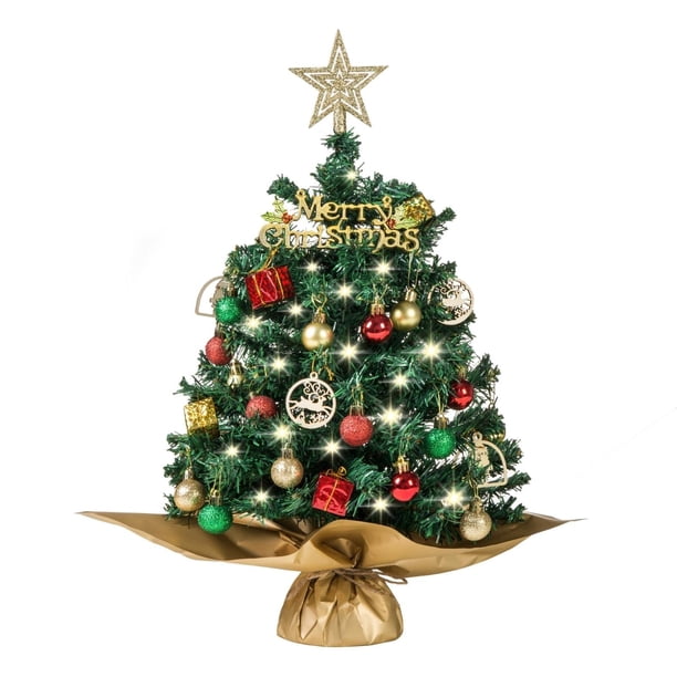 Set de mesa SY CRAFT para árbol de Navidad con luz LED y adornos