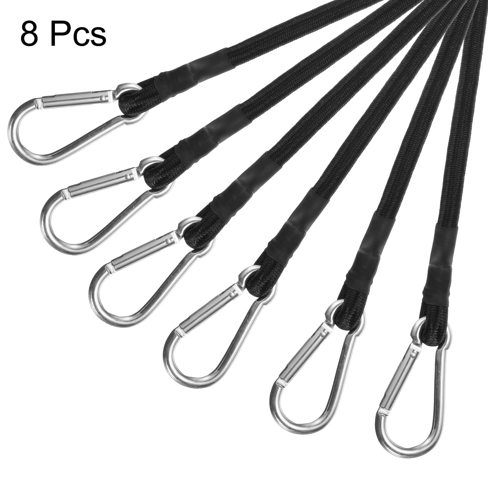 Uxcell 8Pcs Bungee Cord with Hooks 60" Rubber Bungee Cords for Outdoor Camping Straps, Black