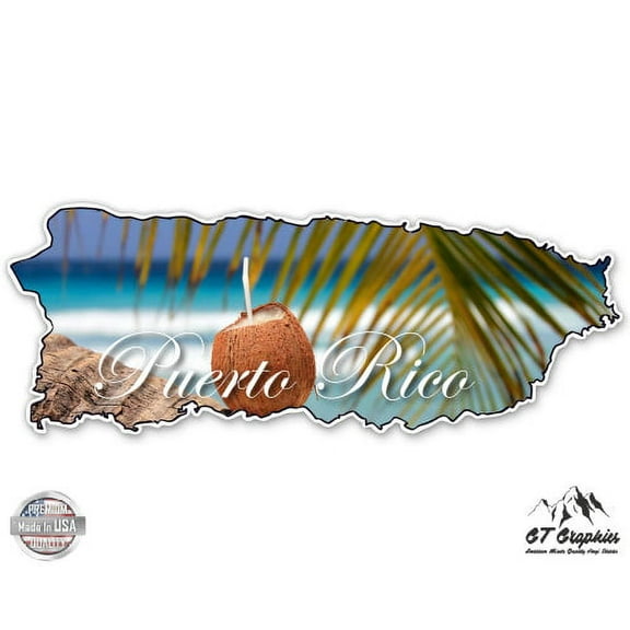 Puerto Rico - 3" Vinyl Sticker - For Car Laptop I-Pad Phone Helmet Hard Hat - Waterproof Decal
