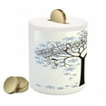 thumbnail image 2 of Winter Piggy Bank, Barren Tree Silhouette Snowflake Leaves Hand Drawn Interpretation Snow Season, Ceramic Coin Bank Money Box for Cash Saving, 3.6" X 3.2", Blue Black White, by Ambesonne, 2 of 4