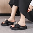thumbnail image 4 of ShiShine Women Platform Slide Sandals Casual Summer Shoes with Pearl Rhinestone Buckle for Daily Commute Walking, 4 of 6