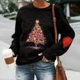 thumbnail image 3 of CEHVOM Femmes Manches Longues Col Rond Imprimé de Noël T-Shirt Décontracté Hauts Chandail Blouse, 3 of 4
