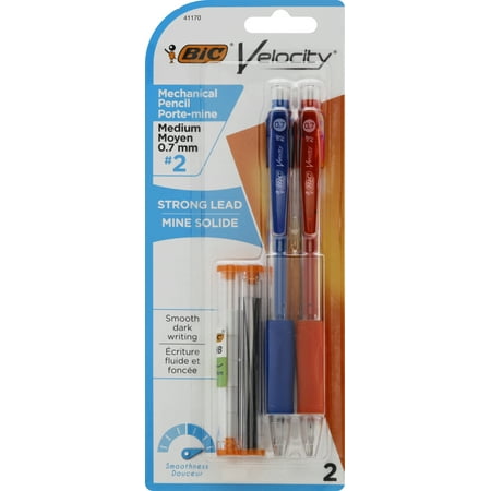 BIC Velocity® Side Clic™ Mechanical Pencil, Medium Point (0.7 mm), Black, 2 Pack