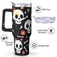 thumbnail image 4 of Halloween Tumbler with Handle 40oz Insulated Stainless Tumbler, Skull Travel Home Office Coffee Cup Water Bottle, 4 of 7