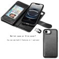 thumbnail image 4 of For Apple iphone 16e Case Wallet with Credit Card Holder for Women Men, Flip PU Leather Wallet Phone Case for iphone 16e 2025, Tekcoo Detachable Magnetic Kickstand Cover with Wrist Strap, Black, 4 of 7