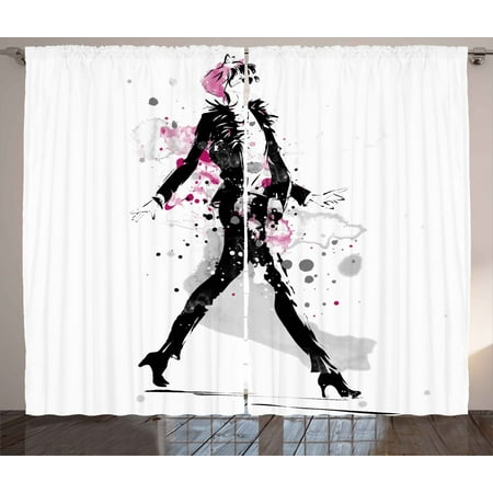 Fashion Curtains 2 Panels Set Glamorous Stylish Sexy Woman Model
