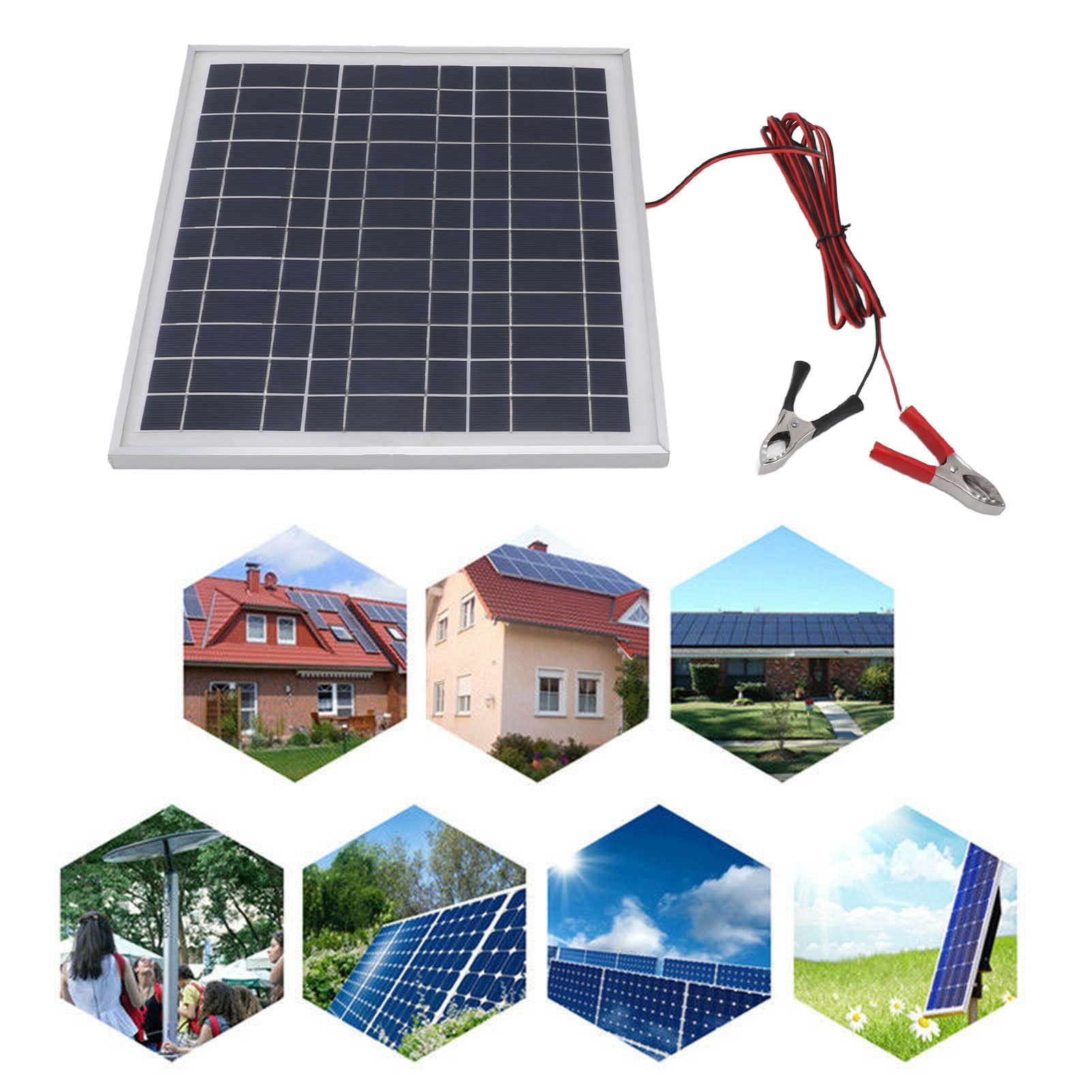 Elowen Solar Panel with Battery Clip Portable Solar Panel, 50W Solar Panel for Camping