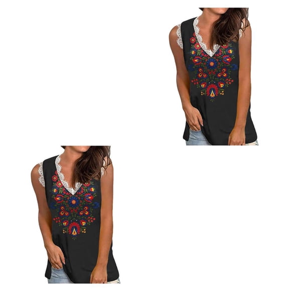 Minnieouse Chaleco con cuello en V para mujer, jersey holgado, camiseta sin mangas para citas, vacaciones en la playa, deportes, Top básico de Tipo 2 M 2Conjunto
