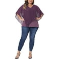 thumbnail image 2 of Agnes Orinda Women's Plus Size Valentines Day Tops V Neck Flowy Shirt Double Layered Chiffon Blouse 2X Purple, 2 of 6
