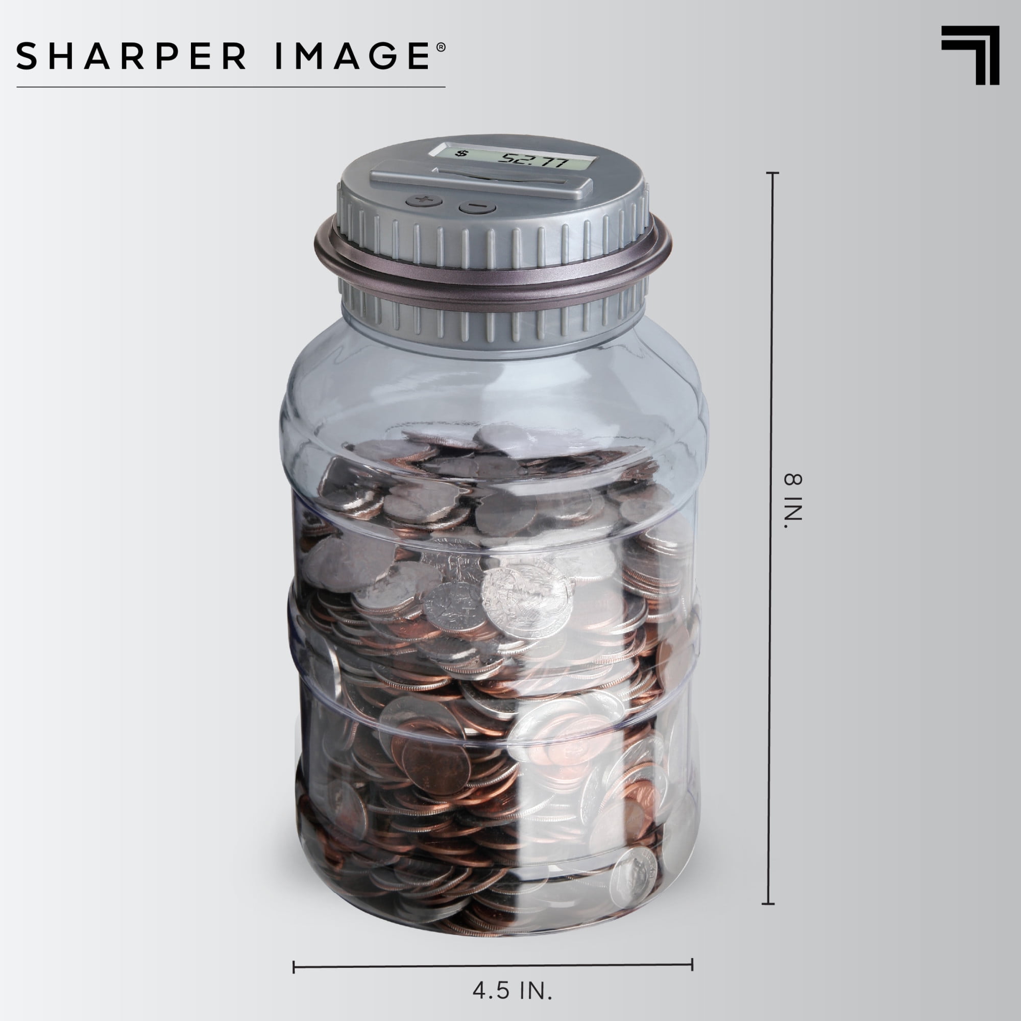 SHARPER IMAGE Digital Counting Money Jar Piggy Bank w/LCD Display NIB MSP $19.99 