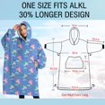 thumbnail image 4 of Oversized Wearable Blanket Hoodie,Blue Cartoon Unicorn Rainbow Cloud Pattern Sherpa Blanket Hoodie with Super Pockets,Super Warm Fuzzy Pullover for Women & Men, 4 of 6