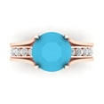 thumbnail image 2 of Clara Pucci 14K Rose Gold 3.39 Simulated Turquoise Engraveable Engagement Ring + Wedding Band Set, 2 of 7