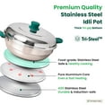 thumbnail image 6 of The Indus Valley Stainless Steel Idli Maker With 2 Idli Plates|14 Idlis | 27Cm/14.5 Inch, 4.5Ltr, 1.80Kg | 3-Layer Thick Bottom | Induction Friendly, Silver, 6 of 8