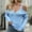 Blue, variant on TMOYZQ Sweaters for Women Casual Fall V Neck Cold Shoulder Long Sleeve Sweater Cut Out Knit Pullover Top Fashion Solid Color Sweaters Tops