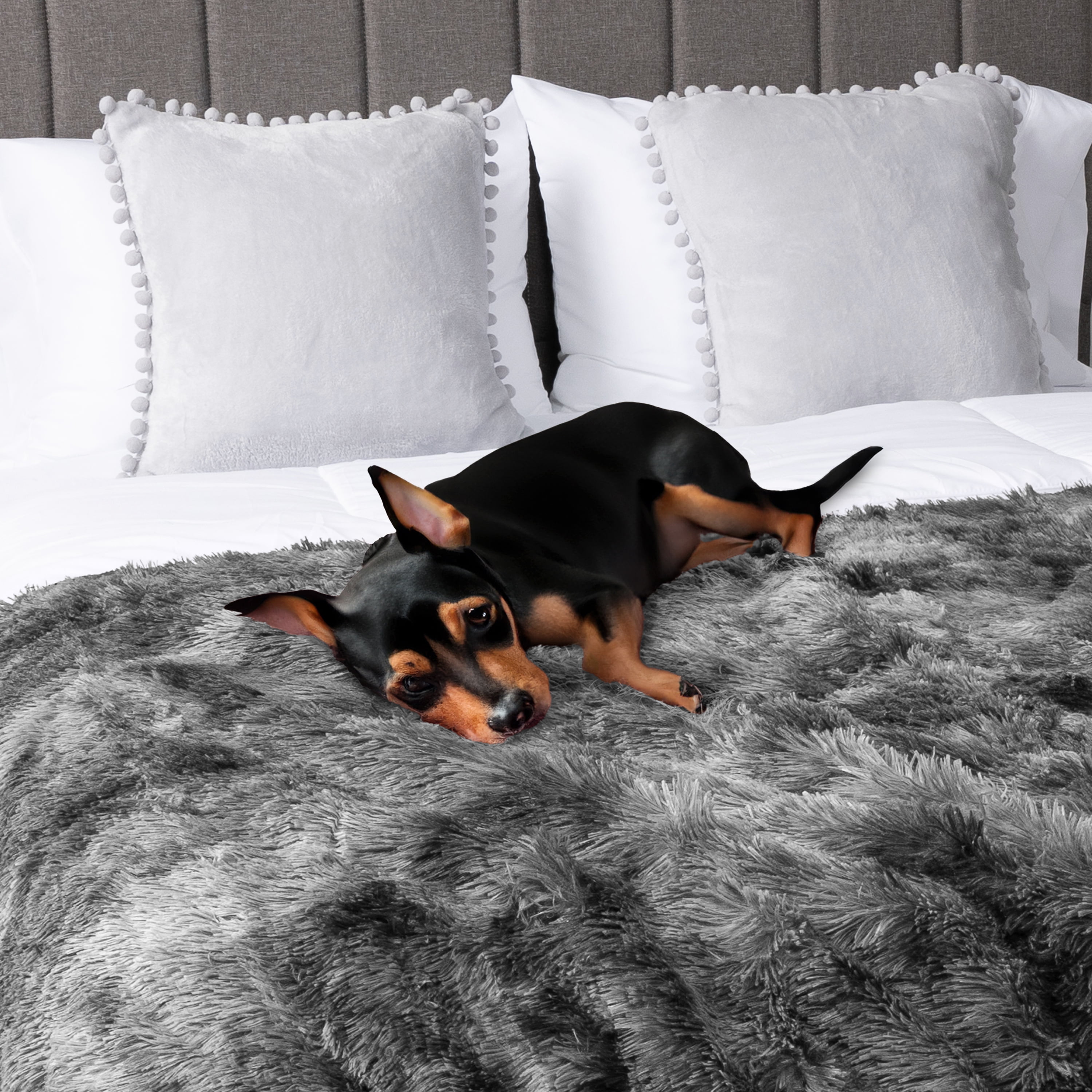 PAVILIA Gray Fluffy Throw Blanket for Couch, Twin Bed, Fuzzy Blanket for Women Men, Furry Plush Warm Blanket Bed Sofa, Super Soft Thick Faux Fur Sherpa Blanket Throw, Tie-Dye, 60x80