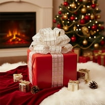 Hometravel Champagne Christmas Ribbon, Silk Satin Gift Wrapping Bow Tie, Decorative Craft Ribbon for Holiday Packages, Christmas Tree Decorations