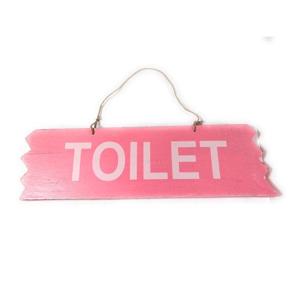 Cute "Toilet" Wooden Sign 12" X 4" - Pink | #snd25112p
