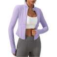 thumbnail image 2 of DAFPZW Womens Zip Up Workout Jakcets Lightweight Slim Fit Running Athletic Jackets with Thumb Holes, 2 of 8