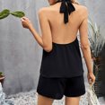thumbnail image 3 of WILLBEST Pantalons pour Femmes Couleur Unie Printemps Col Ruff Sans Manches Haut Shorts Grande Taille Mode Décontracté Costume Jean Femmes Extensible, 3 of 6