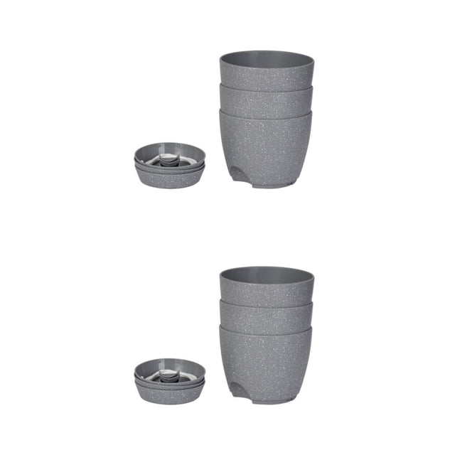 Billuyoard 3 macetas no fáciles de deformar para una belleza duradera, macetas de plástico, macetas, macetas, punto de pulverización gris, Mancha de rociado gris paquete de 3 de 6.5 pulgadas 2Conjunto