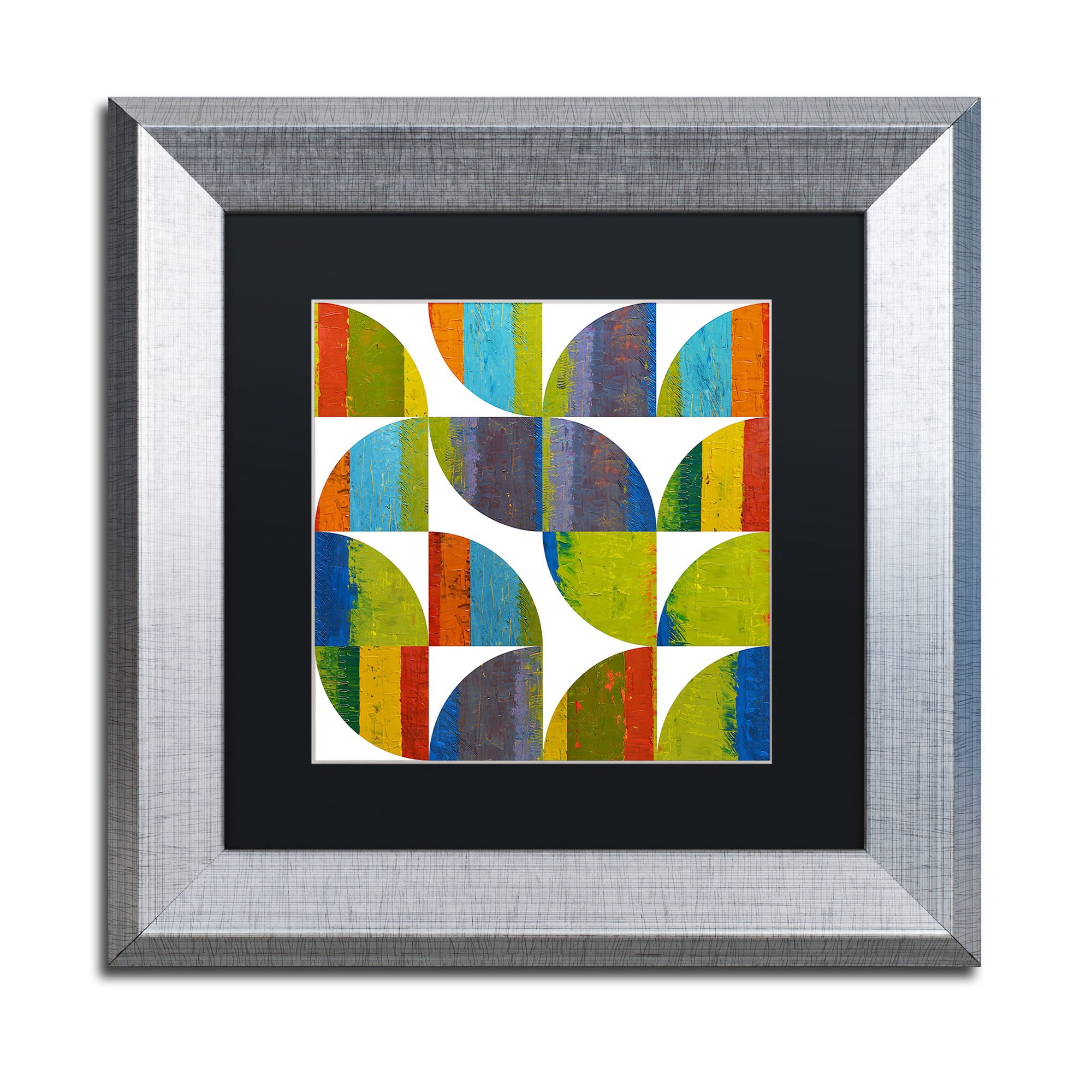 Trademark Fine Art "Quarter Rounds 3.0" Canvas Art by Michelle Calkins, Black Matte, Silver Frame