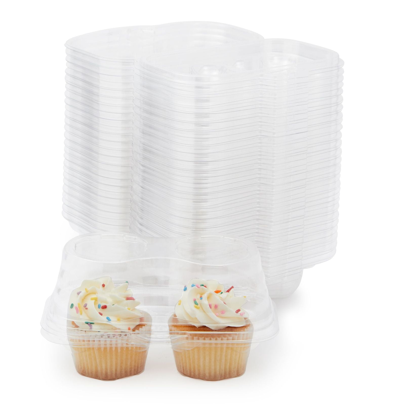 10X Plastic Single Compartment Cupcake Muffin Dome Box Container 24 x 24 x 8cm 