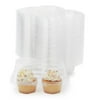 50 Pack 2 Compartment Clear Plastic Cupcake Holder Boxes Bulk, Mini Dessert Containers with Lids, 6.75 x 3.5 in