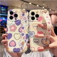 thumbnail image 6 of Compatible with iPhone 13 Pro Max Love Heart Oval Case with Adjustable Wrist Strap Kickstand Holder Hand Strap Glossy Protection Fashion Shockproof Case for Girls Women, 6 of 7