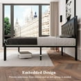 thumbnail image 6 of Honfach Full Size Metal Platform Bed Frame with Faux Leather Upholstered Button Tufted Headboard, Black, 6 of 9